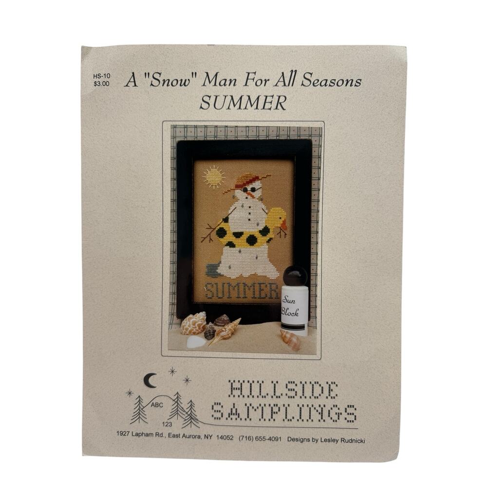 Vintage A Snow Man For All Seasons Summer Cross Stitch Design 1994 Hillside